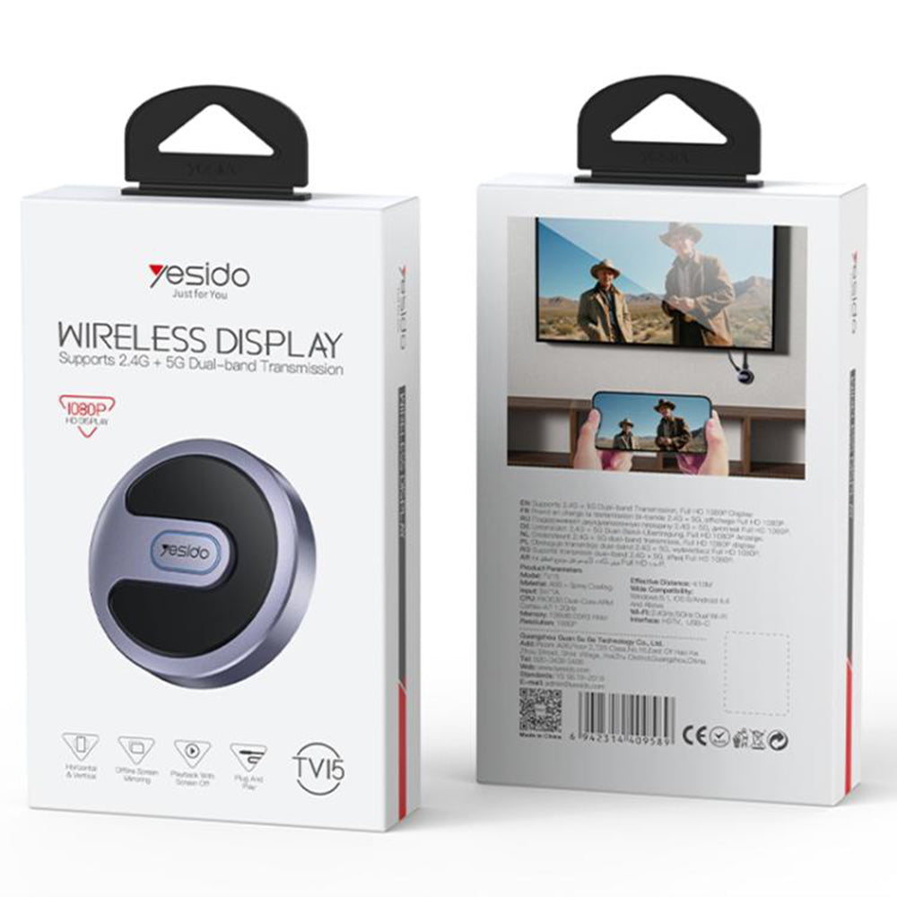 Multimedia Trådlös Adapter Yesido TV15, Grå
