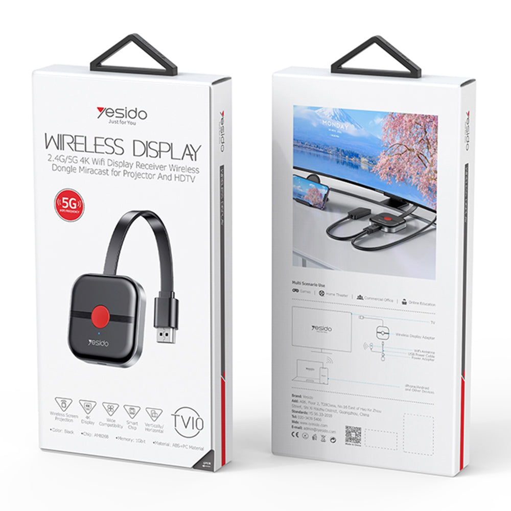 Yesido TV10 5G trådlös multimediaadapter, svart