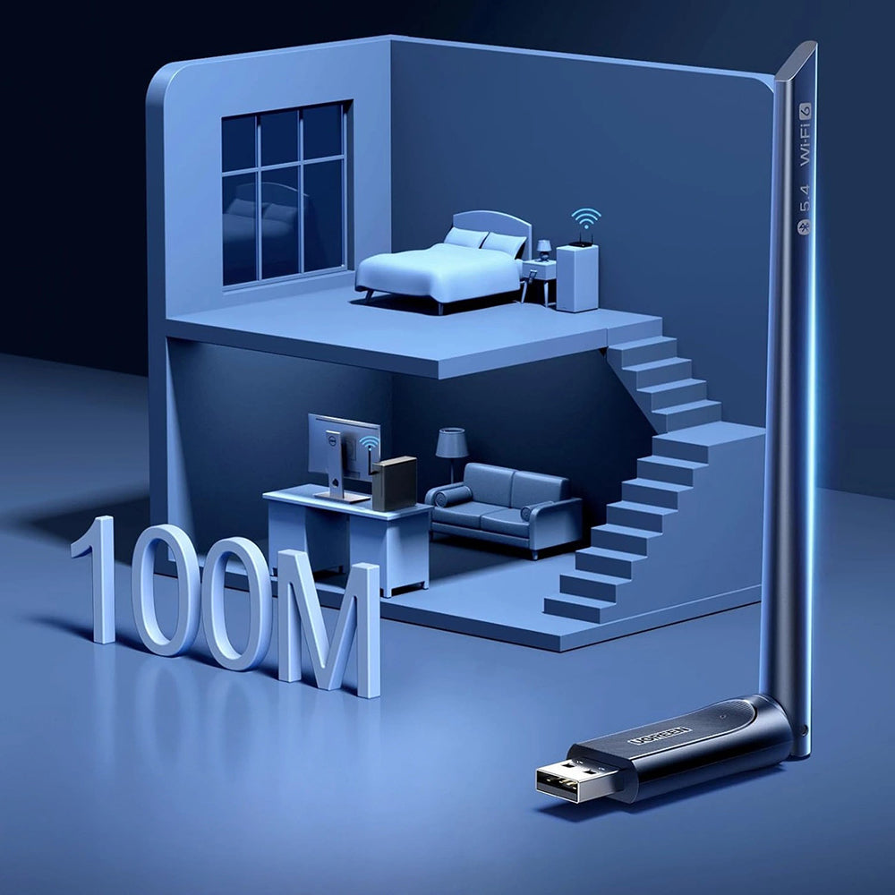 Trådlös adapter UGREEN AX900 (75109), Dual Band, Wi-Fi 6, 600Mbps, Svart