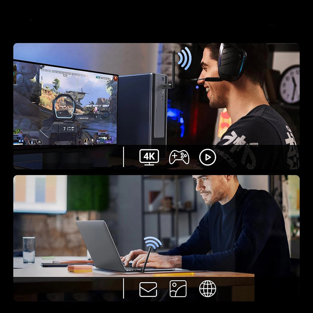 Trådlös adapter UGREEN AX900 (75109), Dual Band, Wi-Fi 6, 600Mbps, Svart