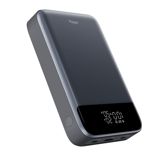 Extern batteri Allity. APB-200 PocketPower, 19200mAh, 130W, QC + PD, 1 x USB-A - 2 x USB-C, Grå