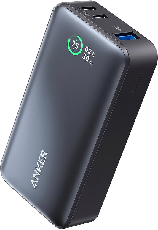 Anker 533 Externt batteri, 10000mAh, 30W, QC + PD, 1 x USB-A - 2 x USB-C, Svart A1256G12