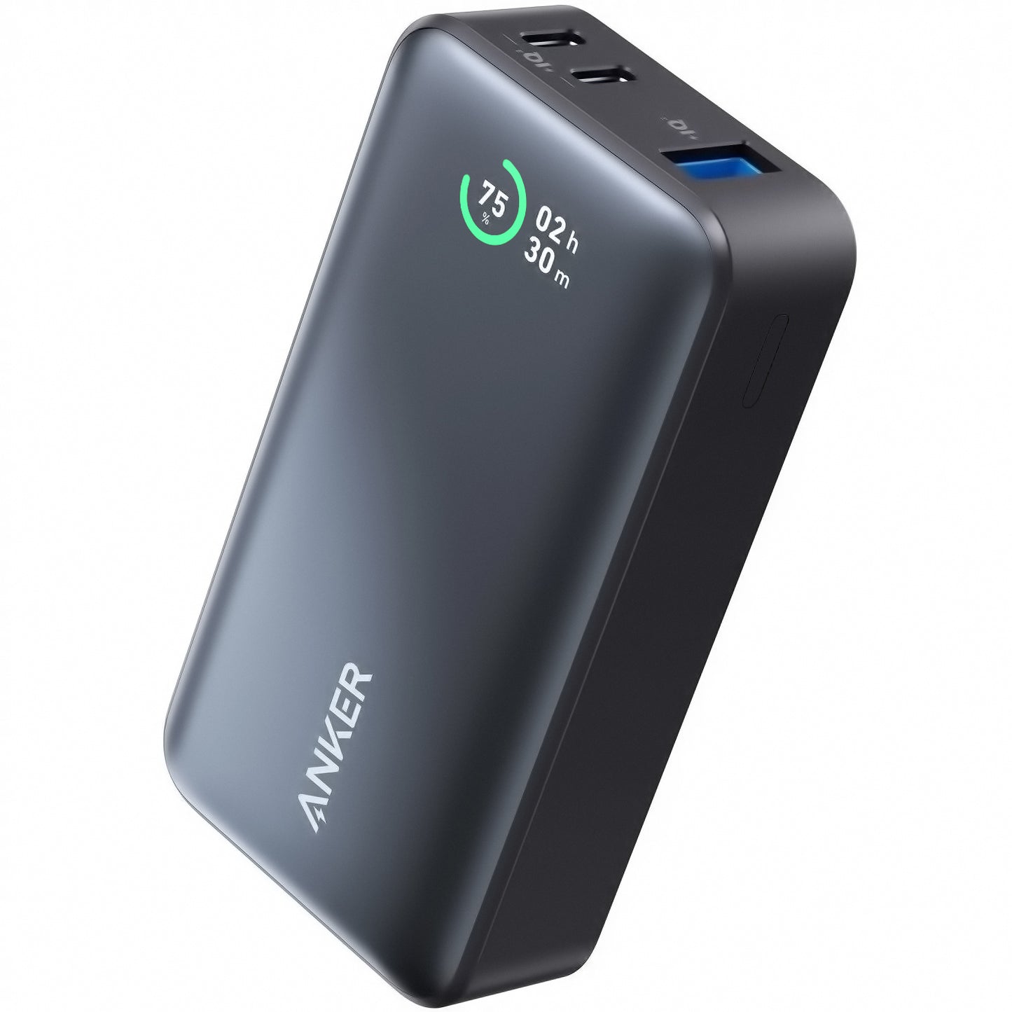 Externt batteri Anker 533, 10000mAh, 30W, QC + PD, 1 x USB-A - 2 x USB-C, Svart A1256G11