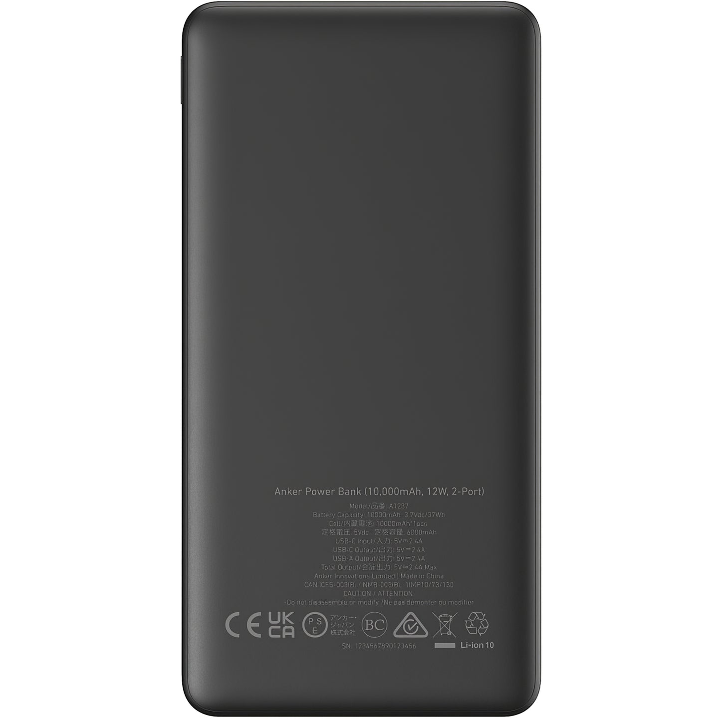 Anker PowerCore 324 Externt batteri, 10000mAh, 12W, 1 x USB-A - 1 x USB-C, Svart A1237G11