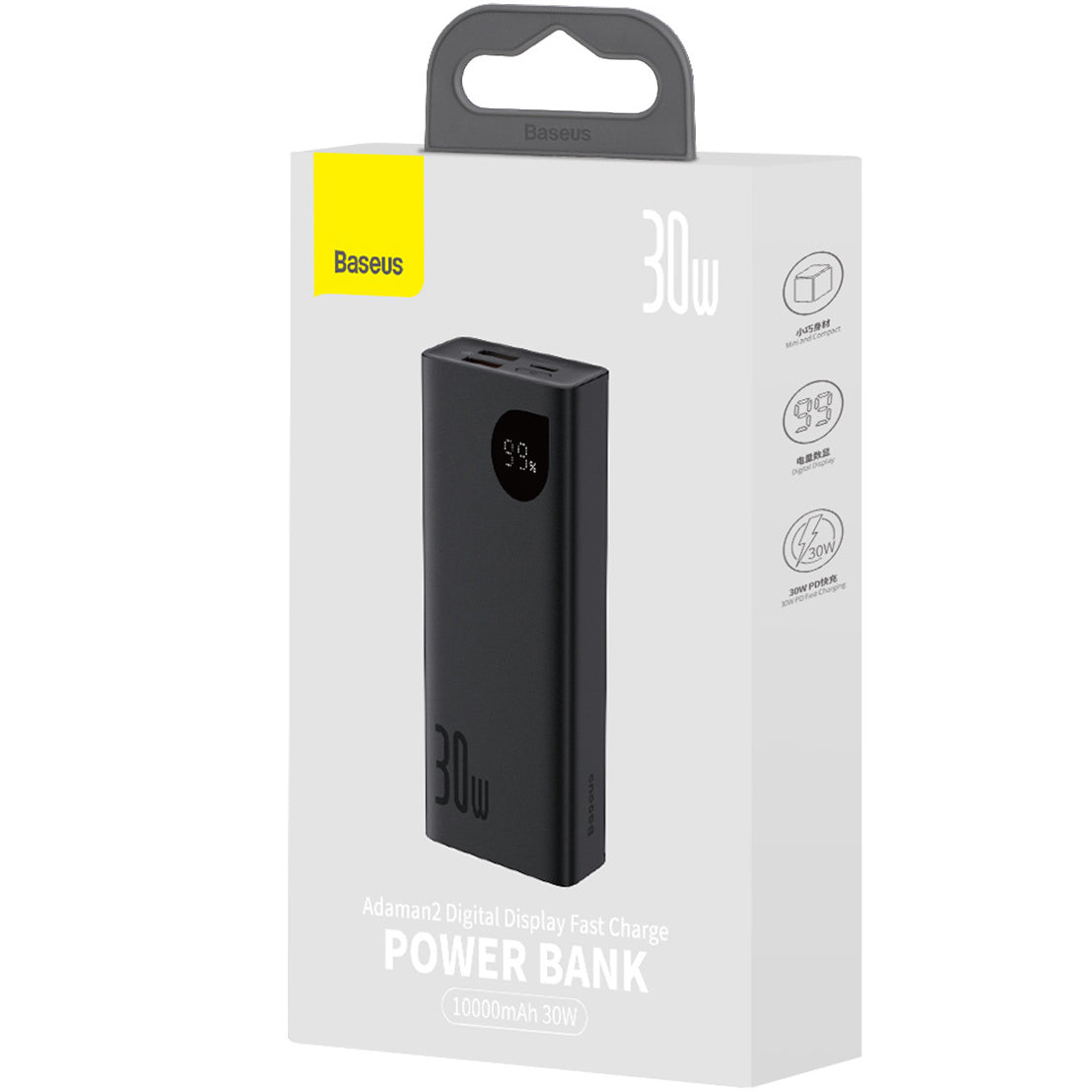 Extern batteri Baseus Adaman2, 10000mAh, 30W, QC + PD, 1 x USB-C - 2 x USB-A, Svart PPAD040101