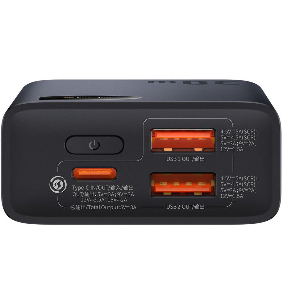 Extern batteri Baseus Adaman2, 10000mAh, 30W, QC + PD, 1 x USB-C - 2 x USB-A, Svart PPAD040101