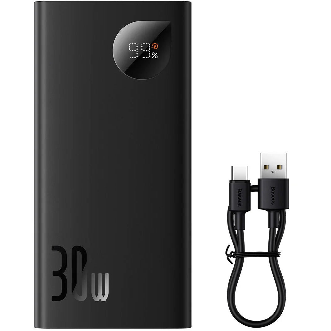 Extern batteri Baseus Adaman2, 10000mAh, 30W, QC + PD, 1 x USB-C - 2 x USB-A, Svart PPAD040101