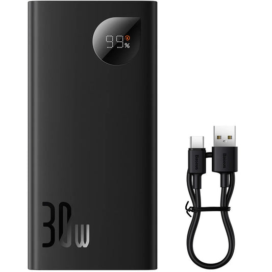 Extern batteri Baseus Adaman2, 10000mAh, 30W, QC + PD, 1 x USB-C - 2 x USB-A, Svart PPAD040101
