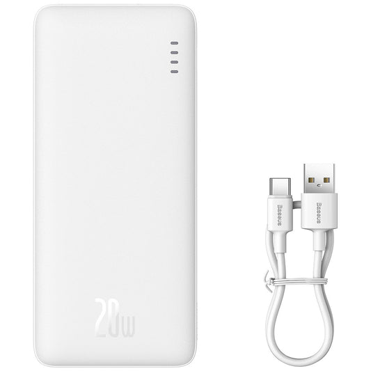 Extern batteri Baseus Airpow, 10000mAh, 20W, QC + PD, 1 x USB-A - 1 x USB-C, Vit