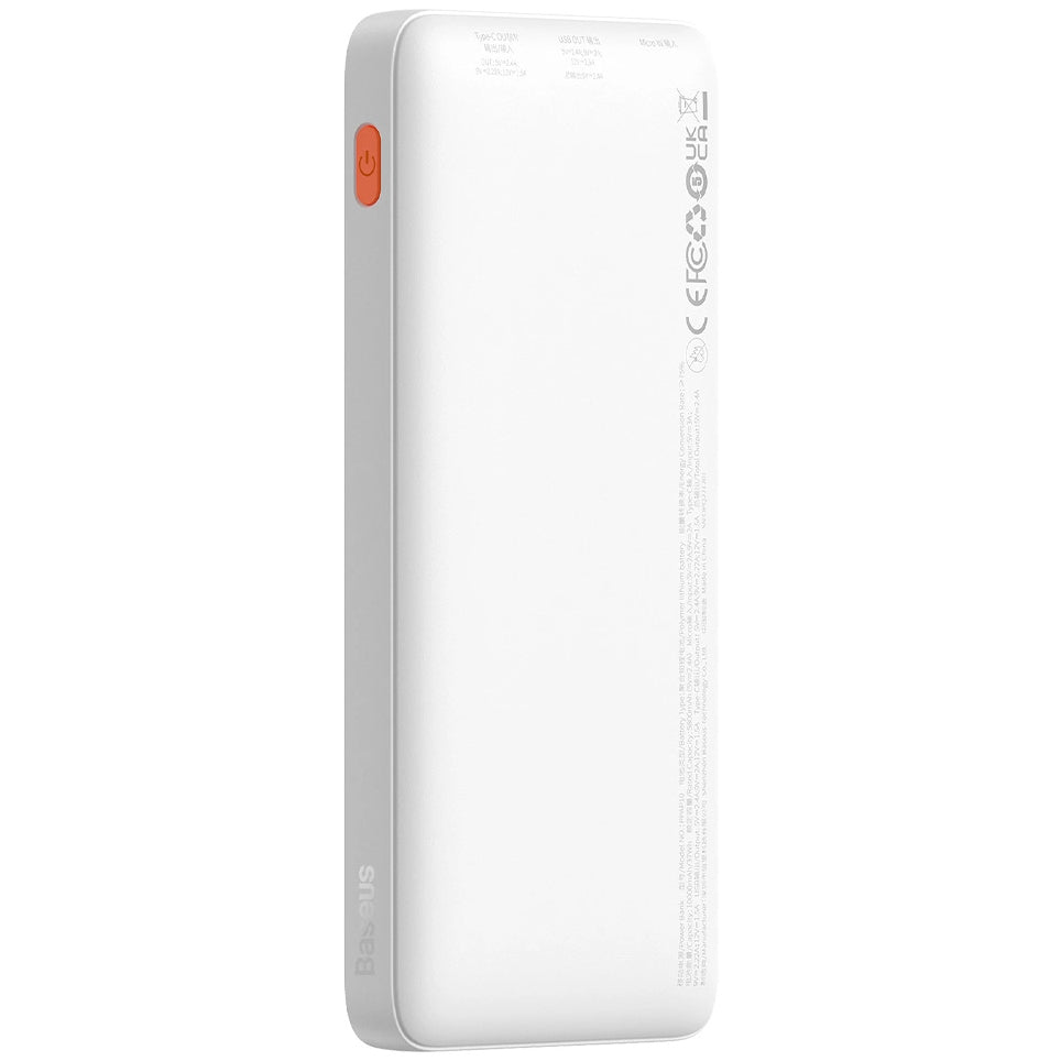 Extern batteri Baseus Airpow, 10000mAh, 20W, QC + PD, 1 x USB-A - 1 x USB-C, Vit