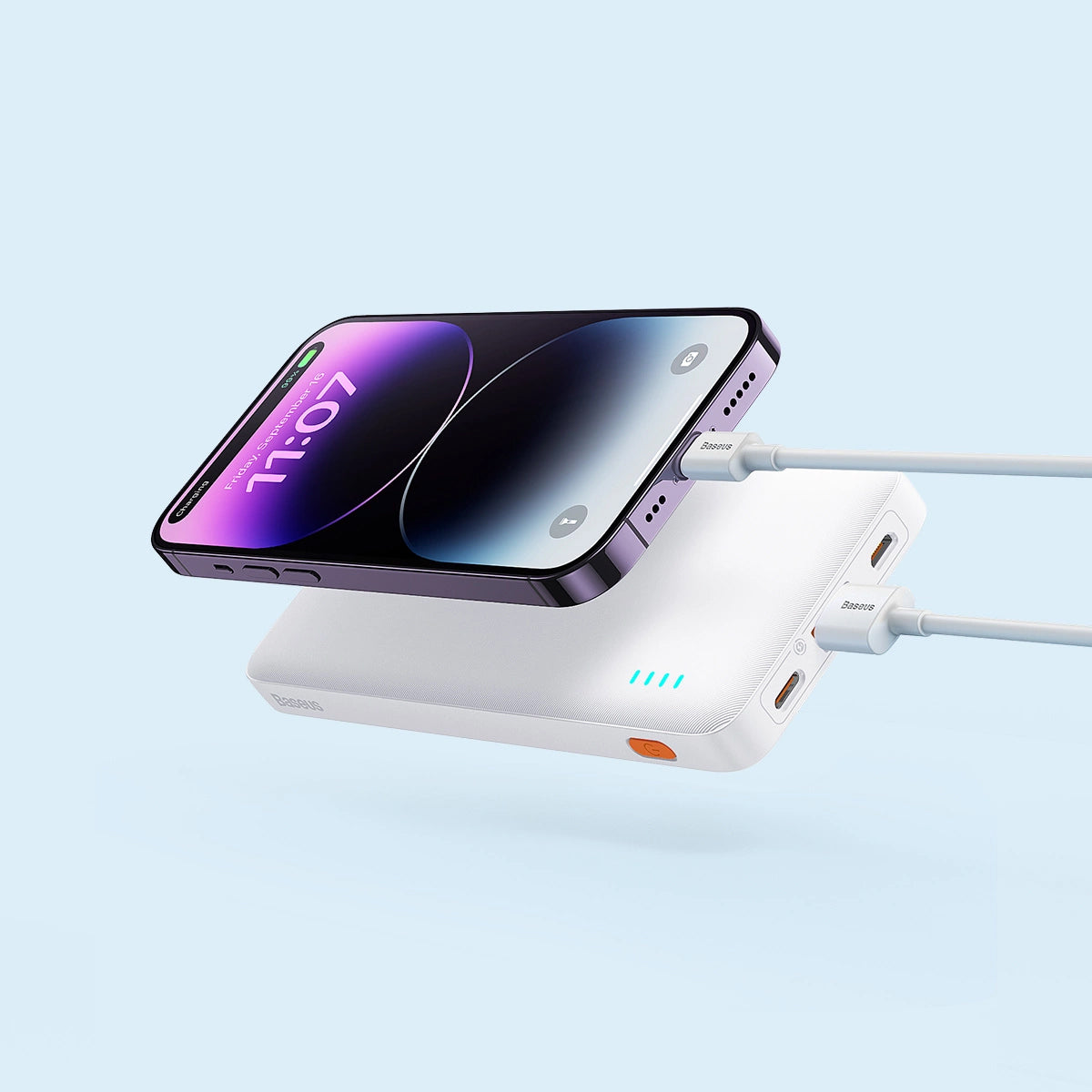 Extern batteri Baseus Airpow, 10000mAh, 20W, QC + PD, 1 x USB-A - 1 x USB-C, Vit