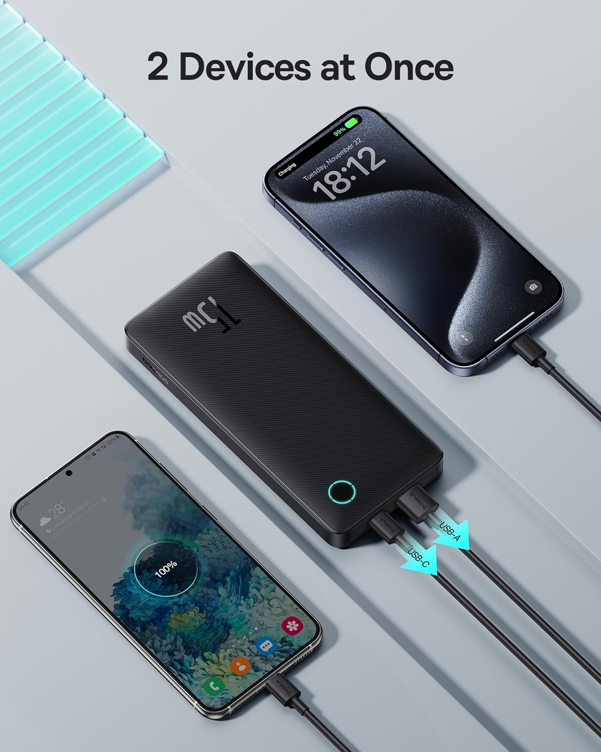 Baseus Airpow Lite Externt batteri, 10000mAh, 15W, 1 x USB-A - 1 x USB-C, Svart P10067500123-00
