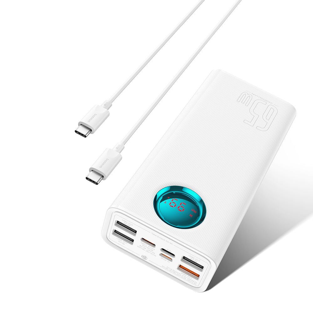 Extern batteri Baseus Amblight Digital Display, 26800mAh, 65W, QC + PD, 1 x USB-C - 4 x USB-A, Vit P10022402223-00