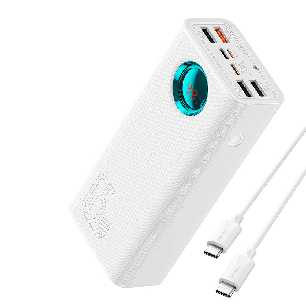 Extern batteri Baseus Amblight Digital Display, 26800mAh, 65W, QC + PD, 1 x USB-C - 4 x USB-A, Vit P10022402223-00