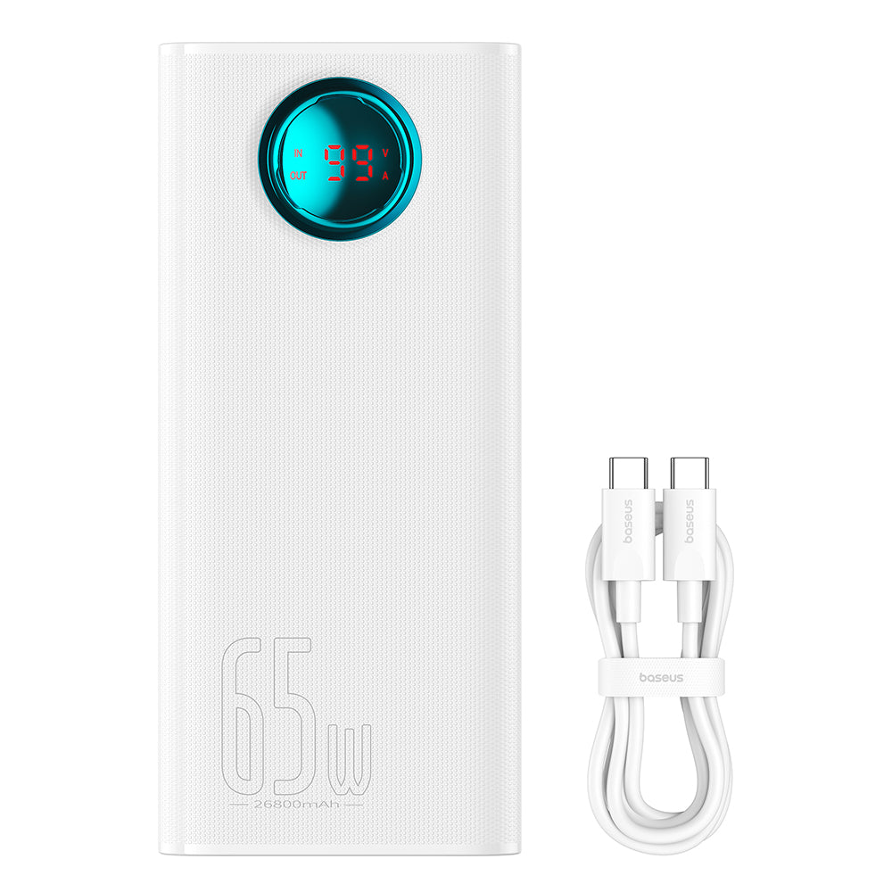 Extern batteri Baseus Amblight Digital Display, 26800mAh, 65W, QC + PD, 1 x USB-C - 4 x USB-A, Vit P10022402223-00