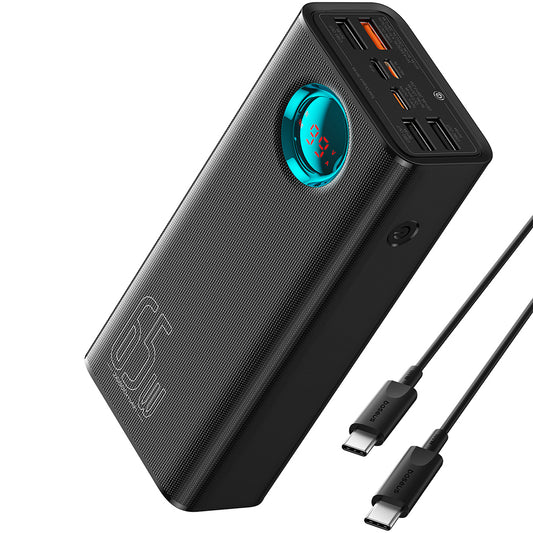Extern batteri Baseus Amblight Digital Display, 26800mAh, 65W, QC + PD, 1 x USB-C - 4 x USB-A, Svart P10022402113-00
