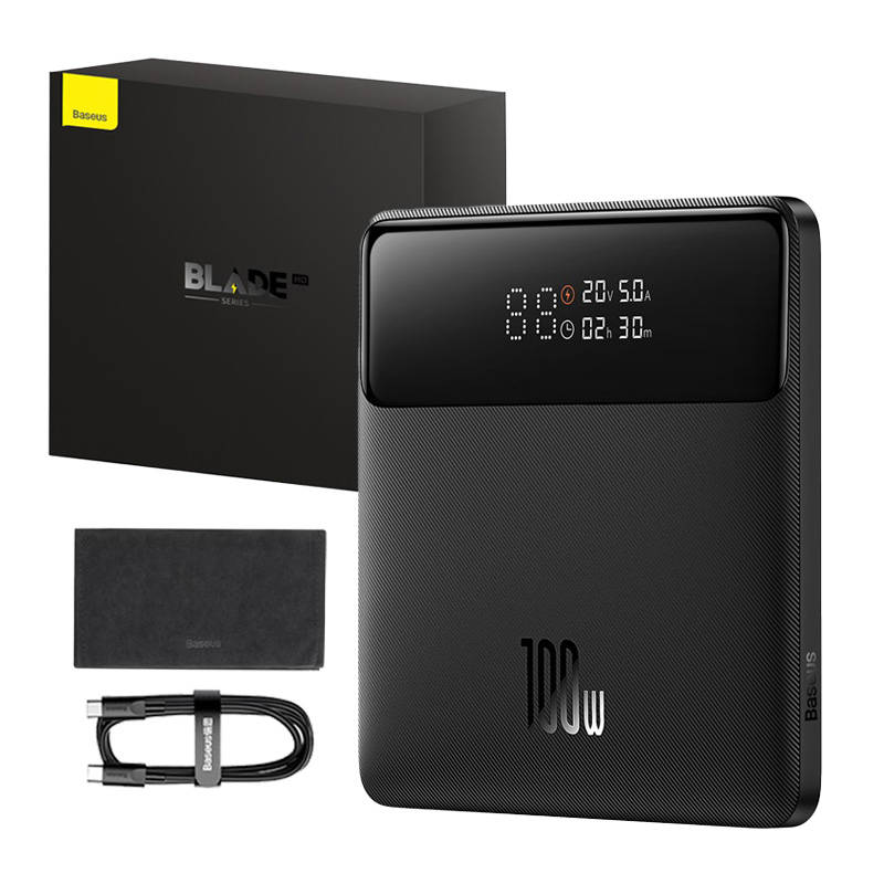 Extern batteri Baseus Blade HD, 20000mAh, 100W, QC + PD, 2 x USB-A - 2 x USB-C, Svart PPBL000301