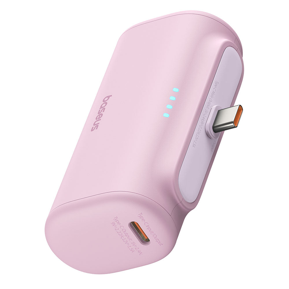 Extern batteri Baseus Compact, 5000mAh, 20W, PD, 2 x USB-C, Rosa P10068306413-00