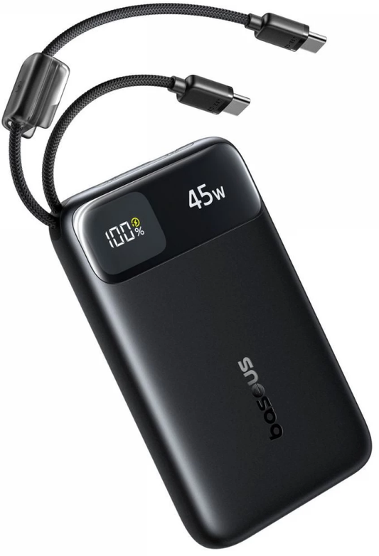 Baseus EnerFill FC11 External Battery, 10000mAh, 45W, QC + PD, 1 x USB-A - 3 x USB-C, Black E0031000
