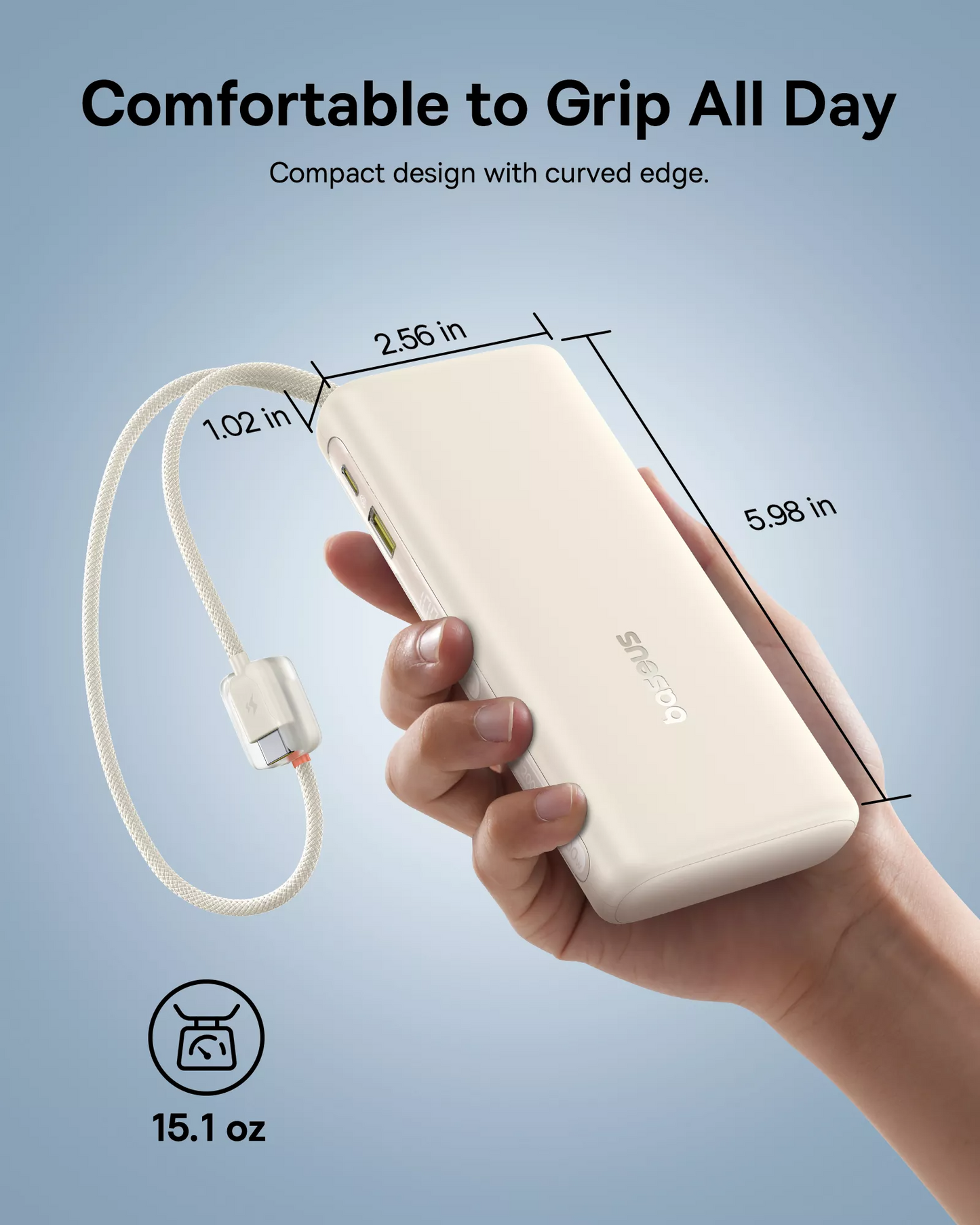 Externt Batteri Baseus EnerFill FC41, 20000mAh, 100W, QC + PD, 1 x USB-A - 3 x USB-C, Vit E0028N04