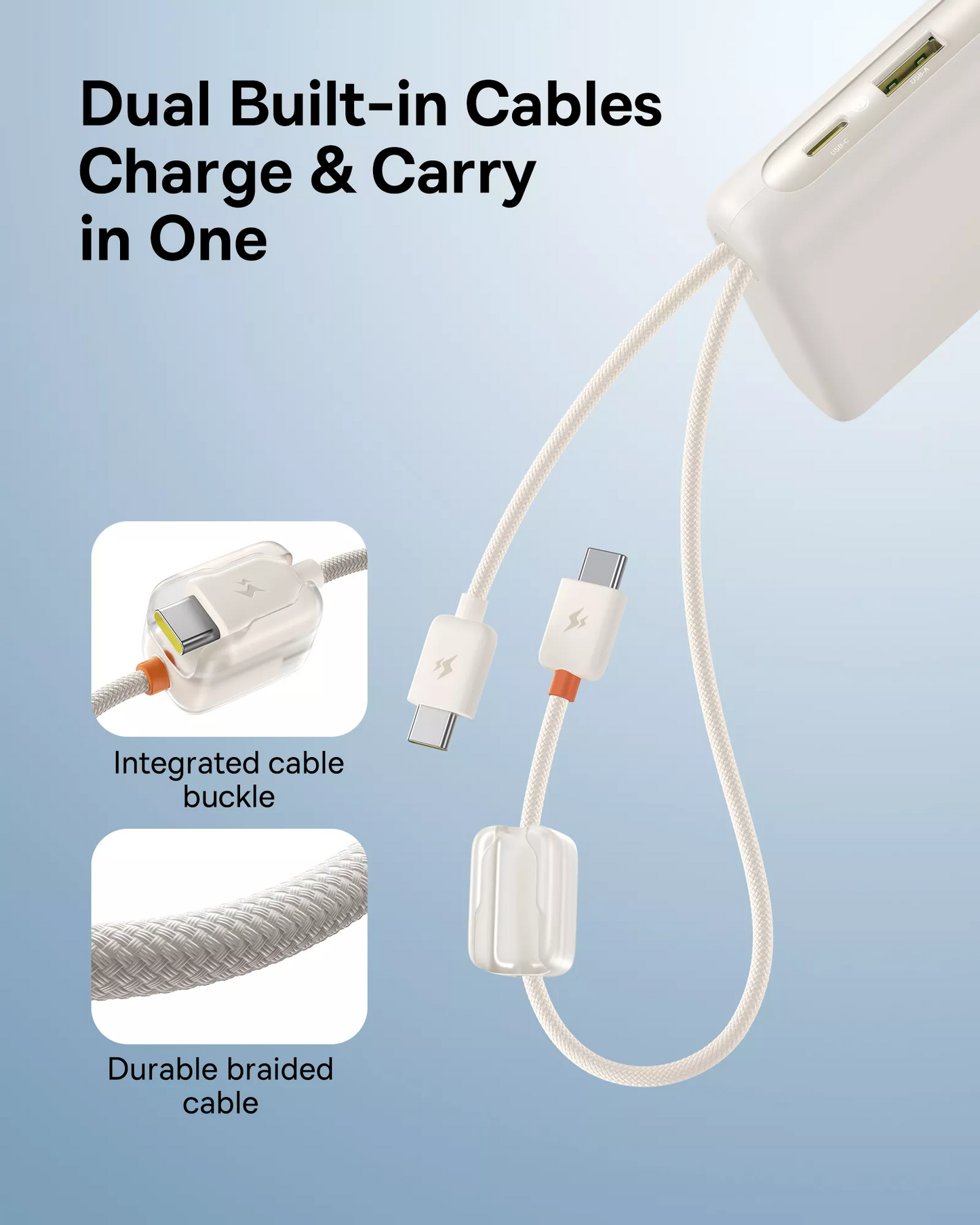 Externt Batteri Baseus EnerFill FC41, 20000mAh, 100W, QC + PD, 1 x USB-A - 3 x USB-C, Vit E0028N04