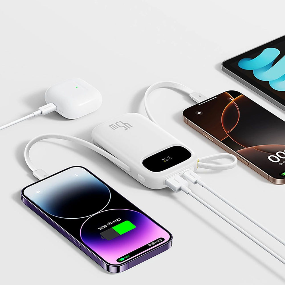 Extern batteri Baseus EnerFill FC31 Qpow 3, 10000mAh, 45W, QC + PD, 1 x Lightning - 1 x USB-A - 2 x USB-C, Vit E0028C01