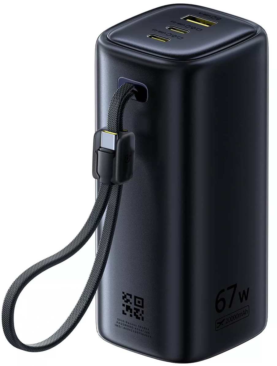 Extern batteri Baseus EnerGeek GX11, 20000mAh, 67W, QC + PD, 1 x USB-A - 2 x USB-C, Svart E0025701