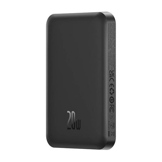 Baseus Magnetic Mini trådlöst externt batteri, 5000mAh, 20W, PD + FQI, 1 x QI - 1 x USB-C, Svart P10022107113113-00