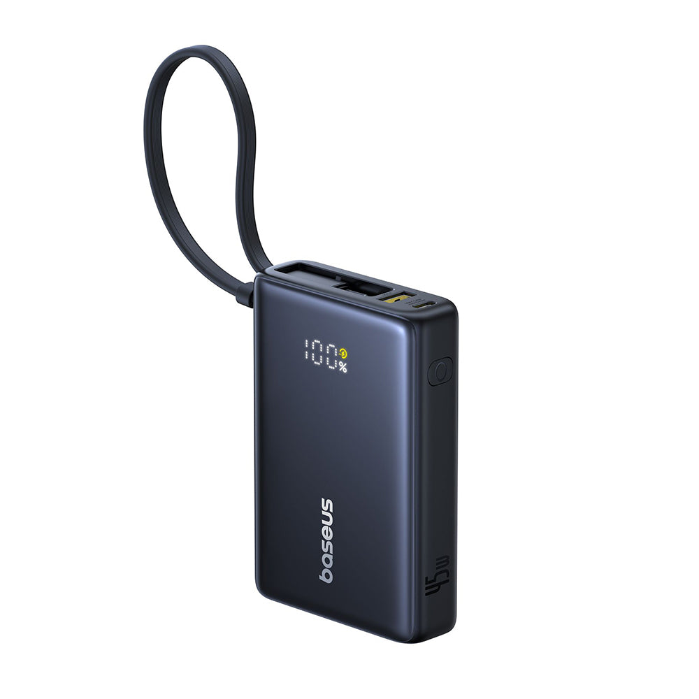 Extern batteri Baseus PicoGo, 10000mAh, 45W, QC + PD, 1 x USB-A - 2 x USB-C, Svart P10076803123-00
