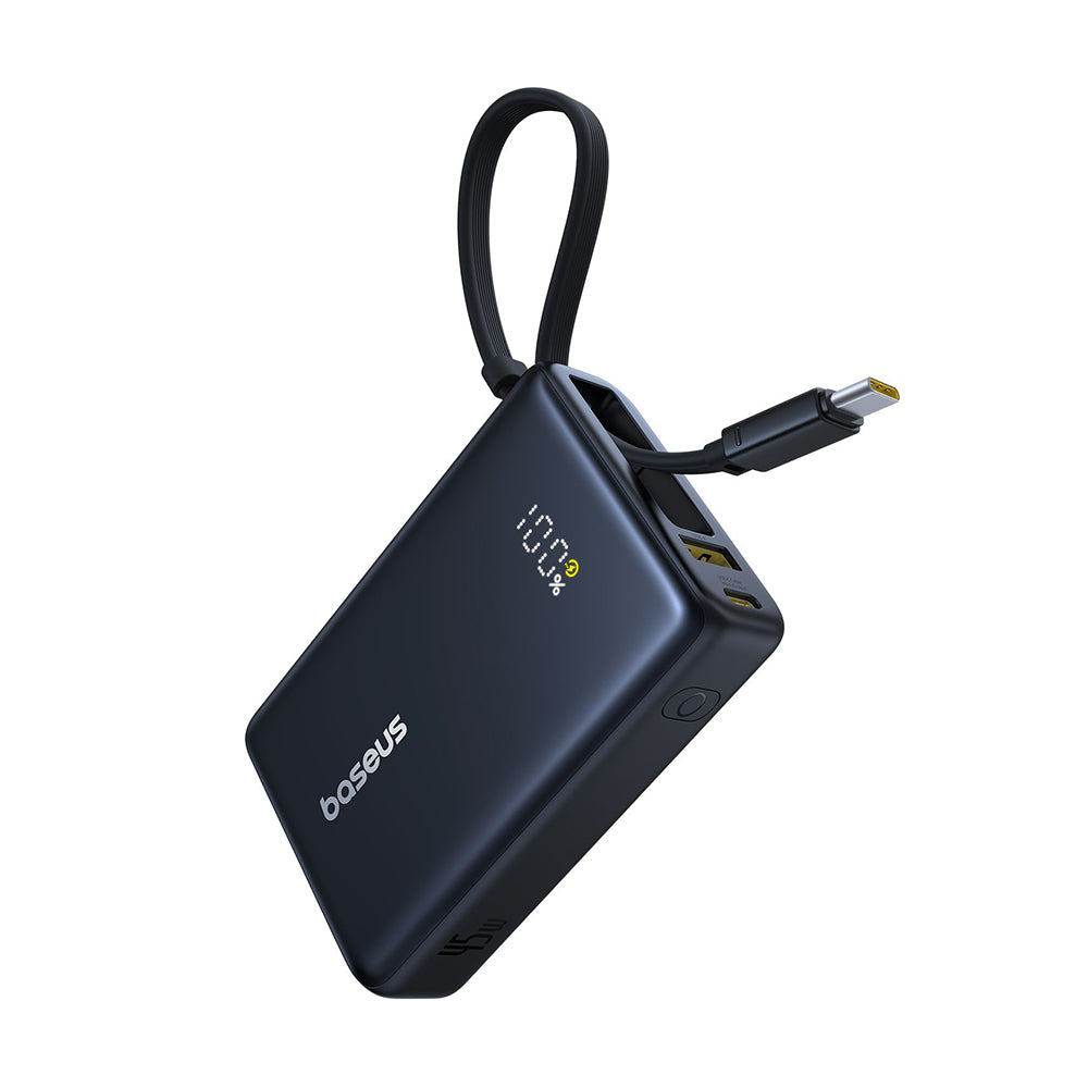 Extern batteri Baseus PicoGo, 10000mAh, 45W, QC + PD, 1 x USB-A - 2 x USB-C, Svart P10076803123-00