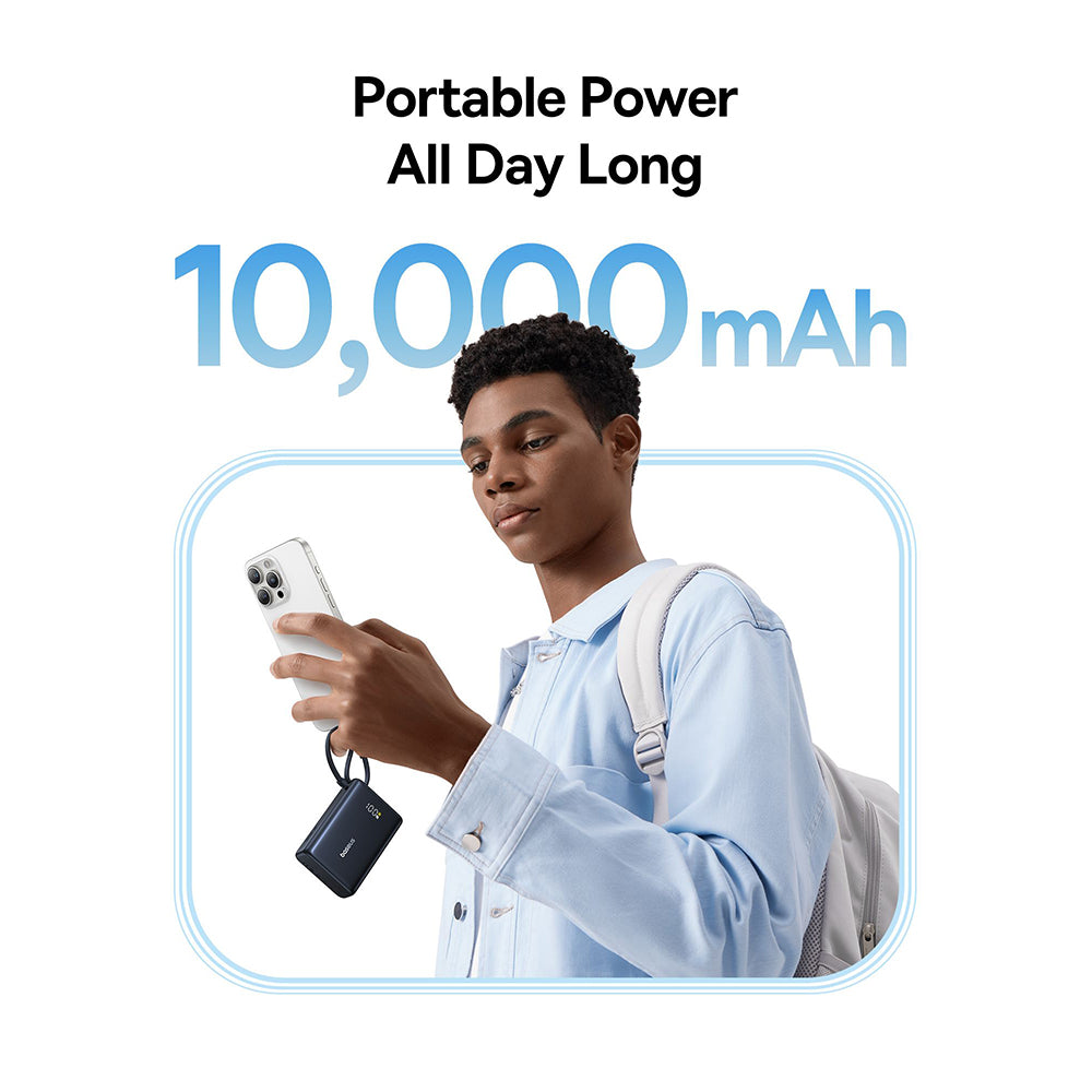 Extern batteri Baseus PicoGo, 10000mAh, 45W, QC + PD, 1 x USB-A - 2 x USB-C, Svart P10076803123-00