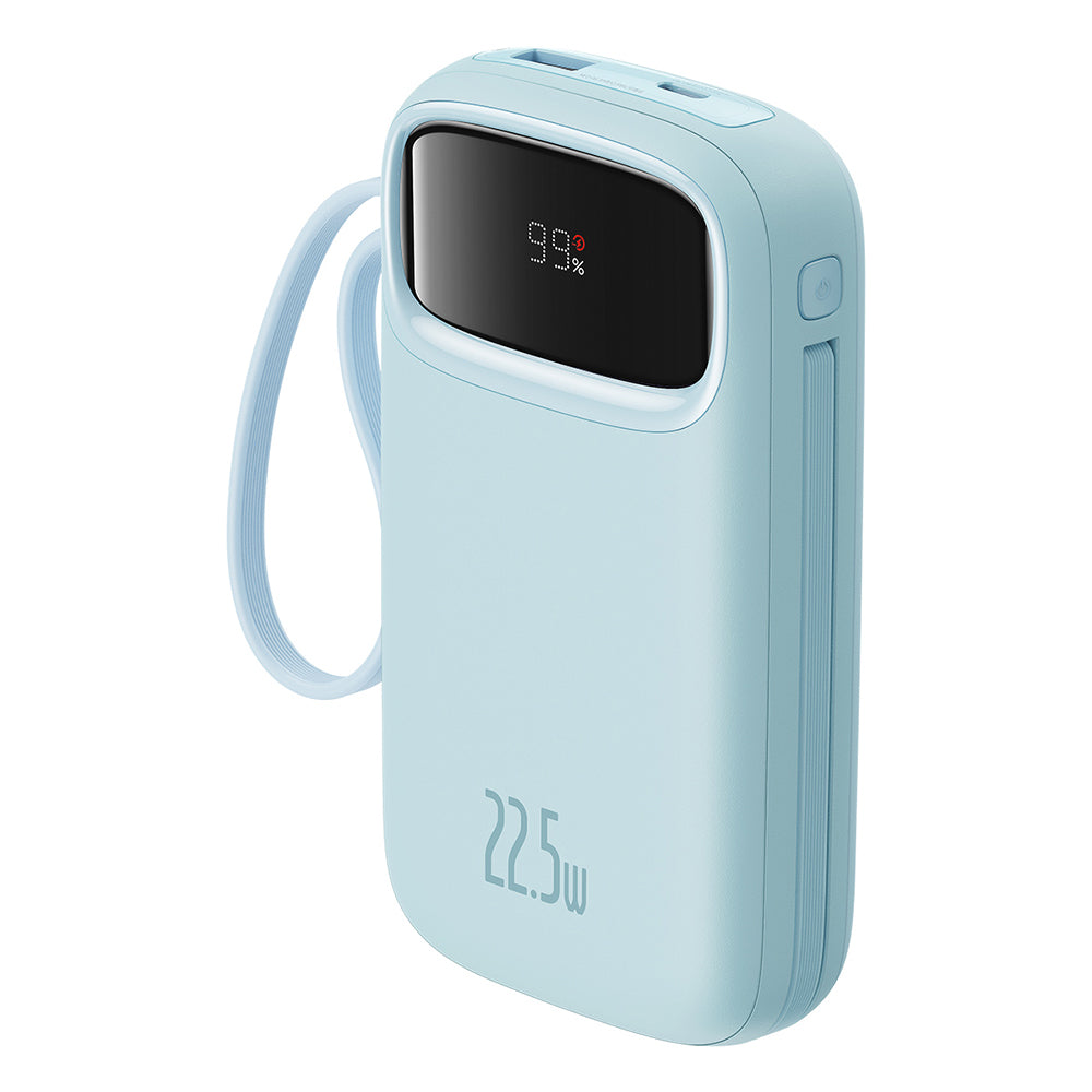 Extern batteri Baseus Qpow Pro+, 10000mAh, 22.5W, QC + PD, 1 x Lightning - 1 x USB-A - 2 x USB-C, Blå P10055003313-00