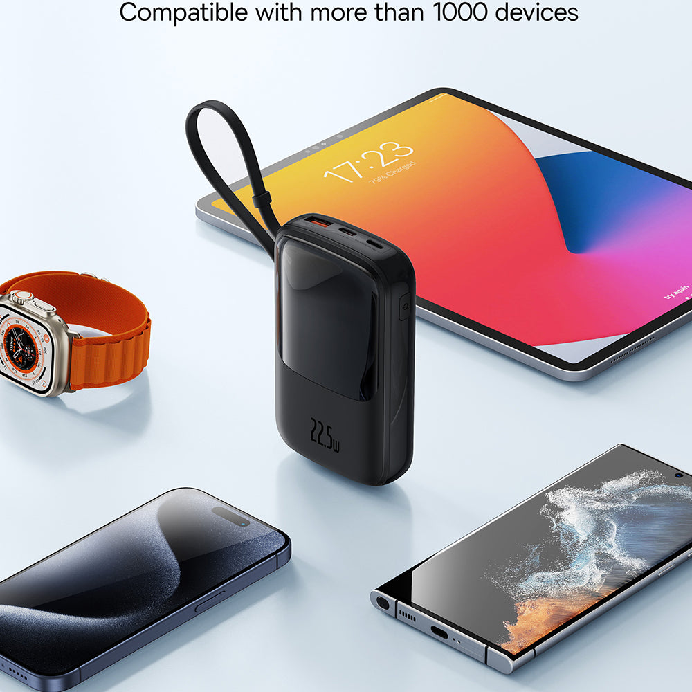 Extern batteri Baseus Qpow Pro+, 10000mAh, 22.5W, QC + PD, 1 x USB-A - 2 x USB-C, Svart P10067101113-00
