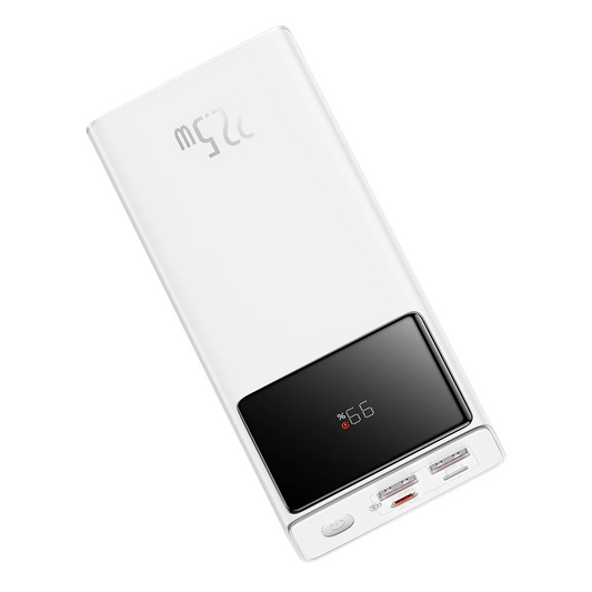 Externt Batteri Baseus Star Lord, 30000mAh, 22.5W, QC + PD, 1 x USB-C - 2 x USB-A, Vit PPXJ080102