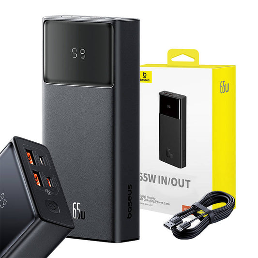 Externt batteri Baseus Star Lord, 20000mAh, 65W, QC + PD, 1 x USB-C - 2 x USB-A, Svart P1002290906113113-00