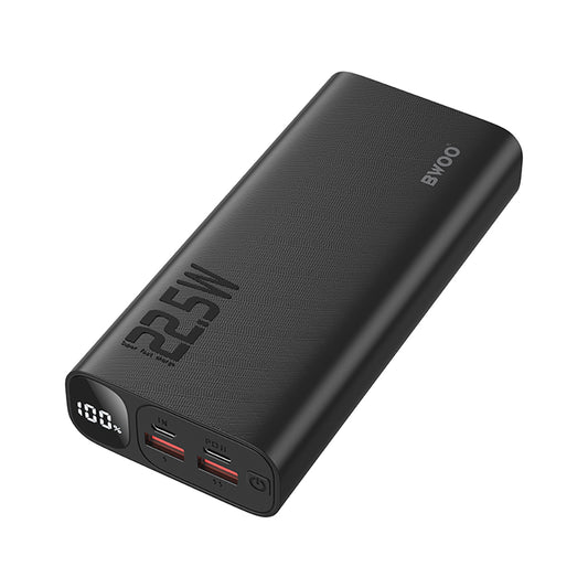 Extern batteri BWOO BO-P44, 20000mAh, 22.5W, QC + PD, 1 x USB-C - 2 x USB-A, Svart