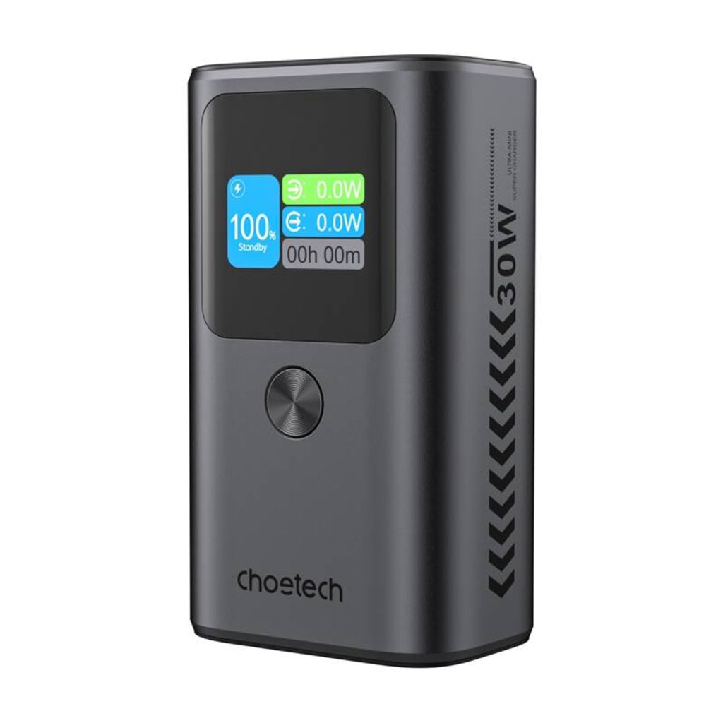 Extern batteri Choetech B701, 10000mAh, 30W, QC + PD, 1 x USB-A - 2 x USB-C, Svart