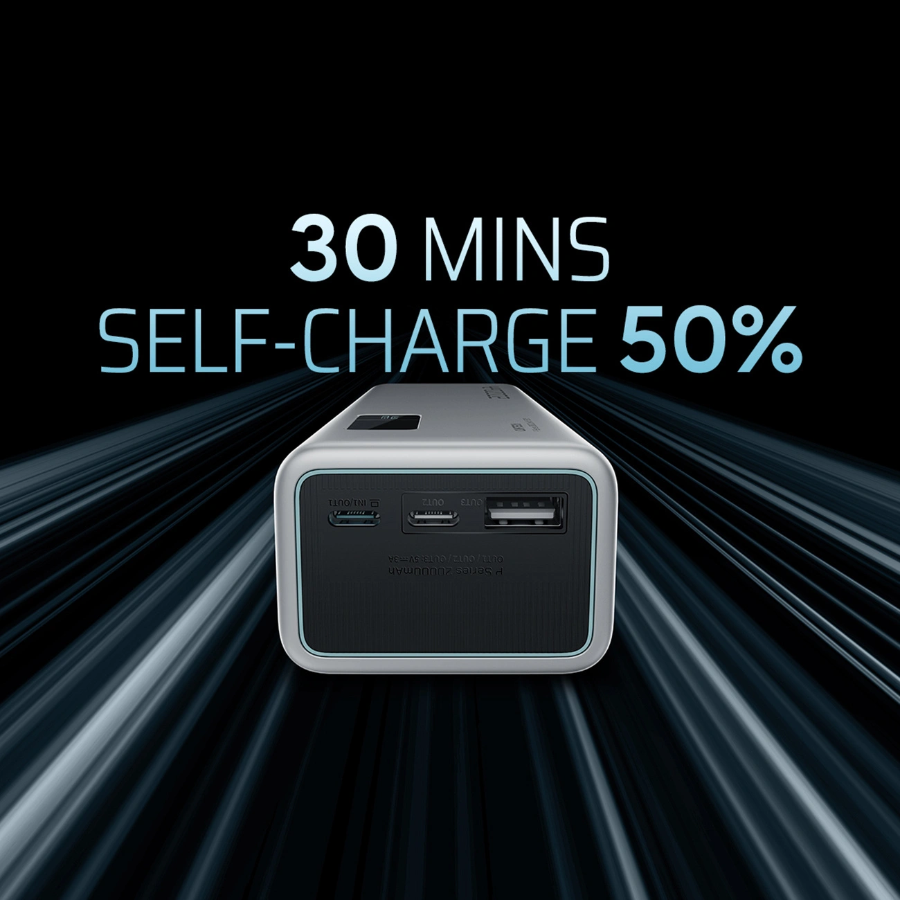 Extern batteri Cuktech P+ No.15, 20000mAh, 150W, QC + PD, 1 x USB-A - 2 x USB-C, Grå CUKPB200GLBK