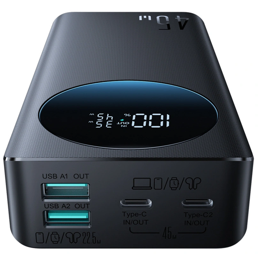 Joyroom JR-PBF02 Pro Extern Batteri, 20000mAh, 45W, QC + PD, 2 x USB-A - 2 x USB-C, Svart