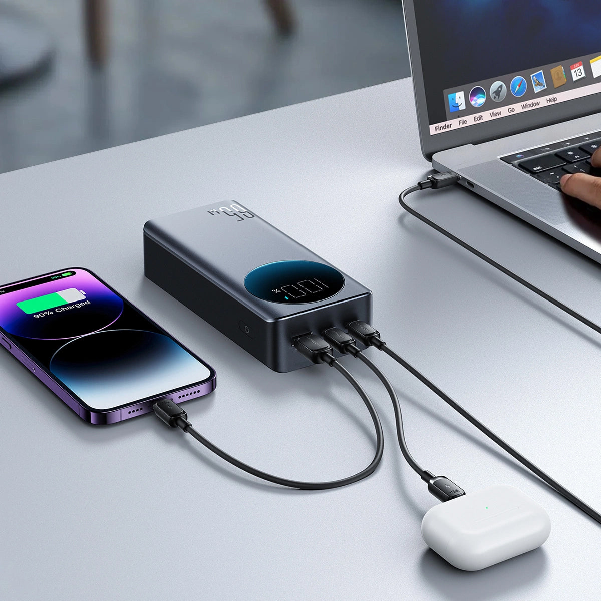 Extern batteri Joyroom JR-PBF05, 30000mAh, 65W, QC + PD, 1 x USB-A - 2 x USB-C, Svart