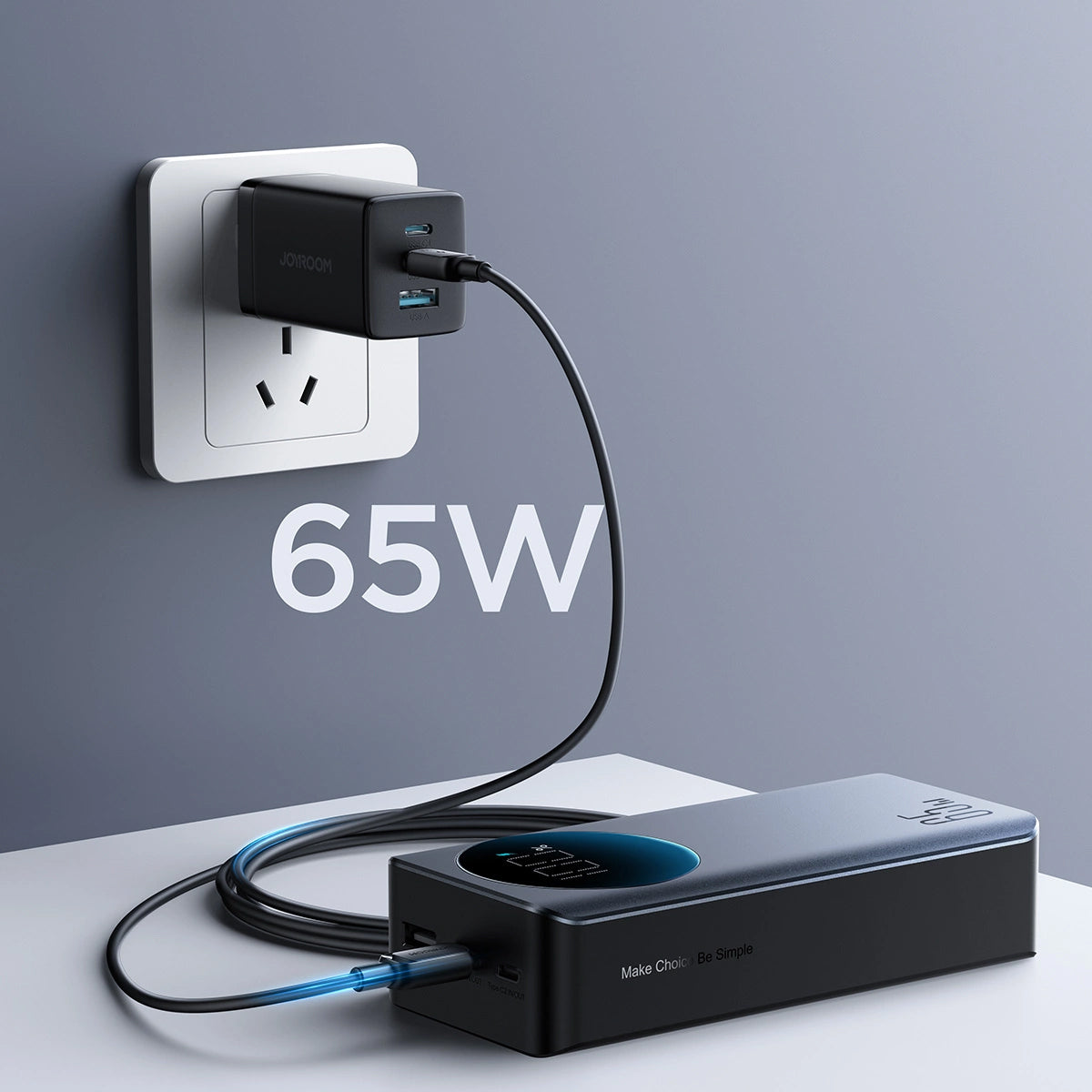 Extern batteri Joyroom JR-PBF05, 30000mAh, 65W, QC + PD, 1 x USB-A - 2 x USB-C, Svart