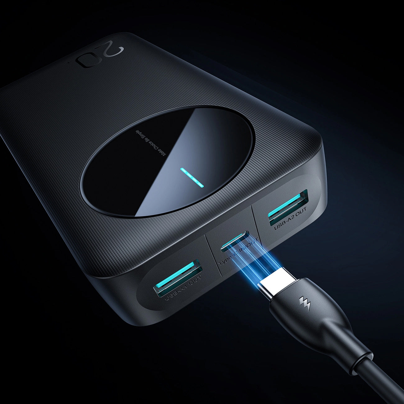 Extern batteri Joyroom JR-PBF14, 20000mAh, 12W, 1 x USB-C - 2 x USB-A, Svart