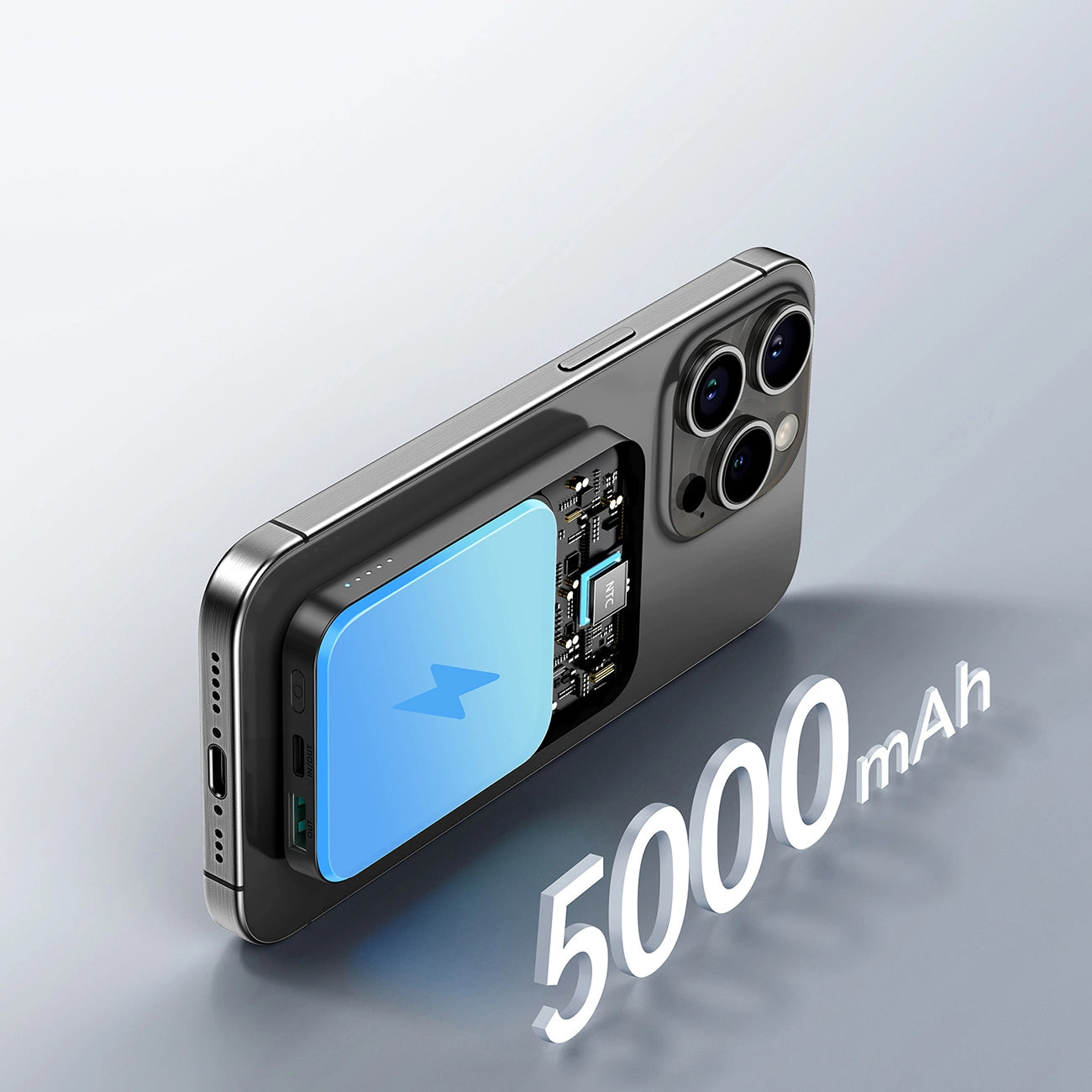 Trådlös Extern Batteri Joyroom JR-W020 Mini, 5000mAh, 20W, QC + PD + FQI, 1 x QI - 1 x USB-A - 1 x USB-C, Svart