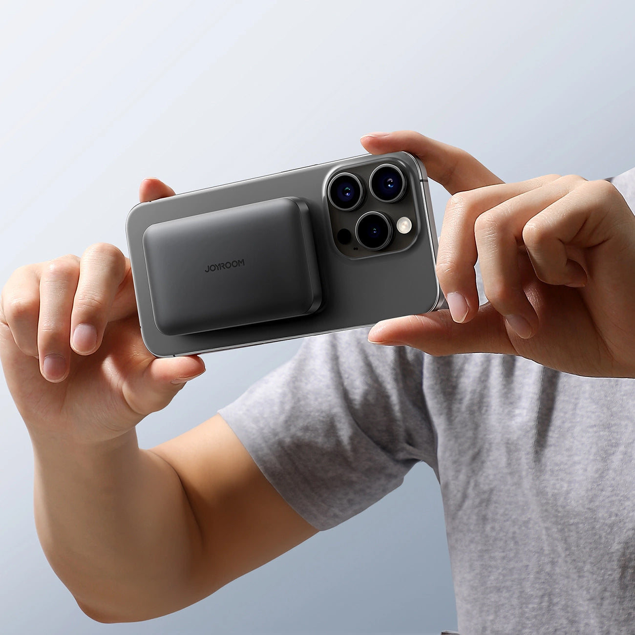 Trådlös Extern Batteri Joyroom JR-W020 Mini, 5000mAh, 20W, QC + PD + FQI, 1 x QI - 1 x USB-A - 1 x USB-C, Svart