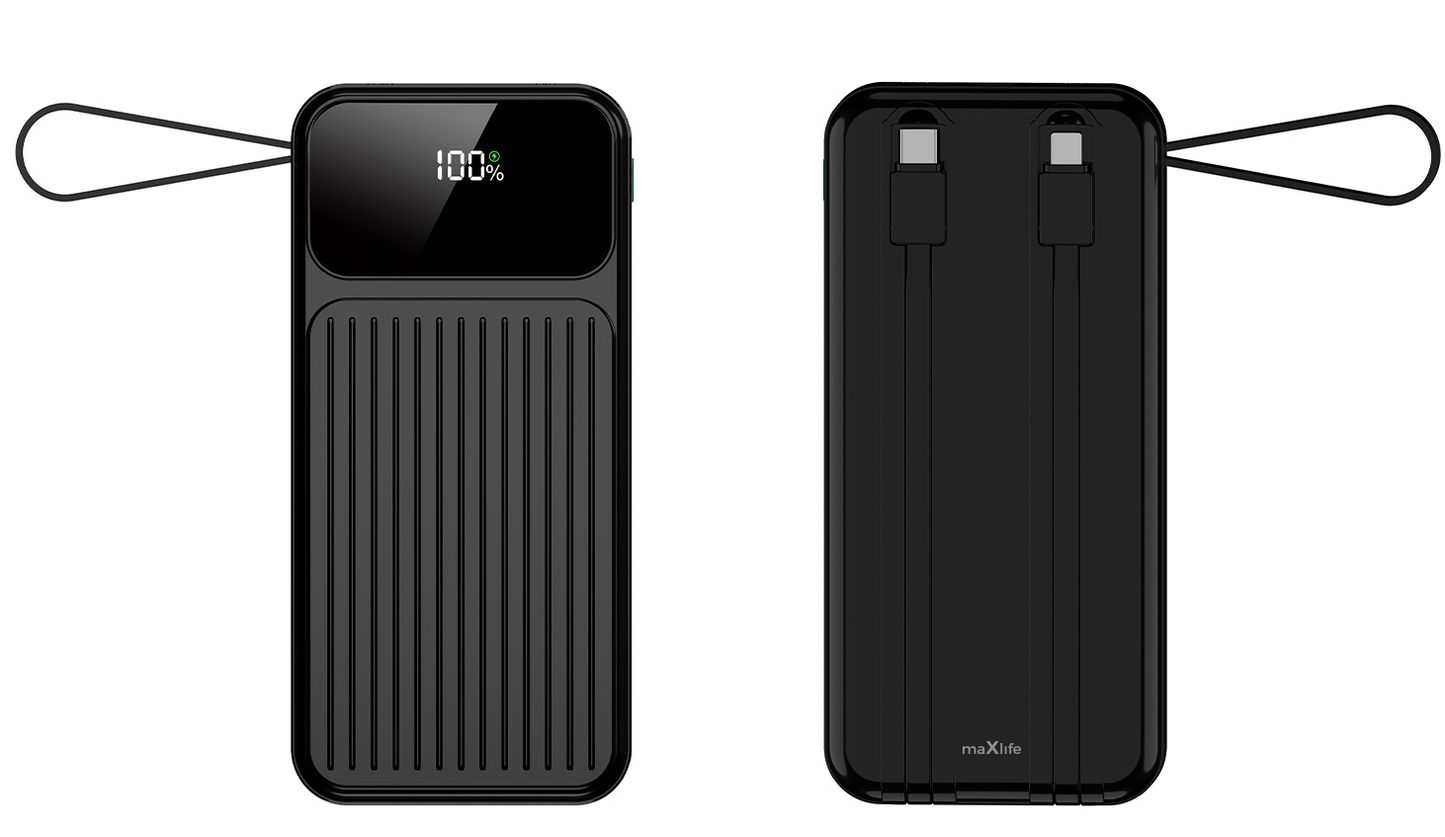 Extern batteri MaXlife MXPB-06, 10000mAh, 22.5W, QC + PD, 1 x Lightning - 2 x USB-A - 2 x USB-C, Svart