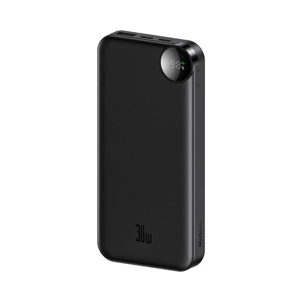 Extern batteri McDodo MC-3850 Display, 10000mAh, 30W, QC + PD, 1 x USB-A - 2 x USB-C, Svart
