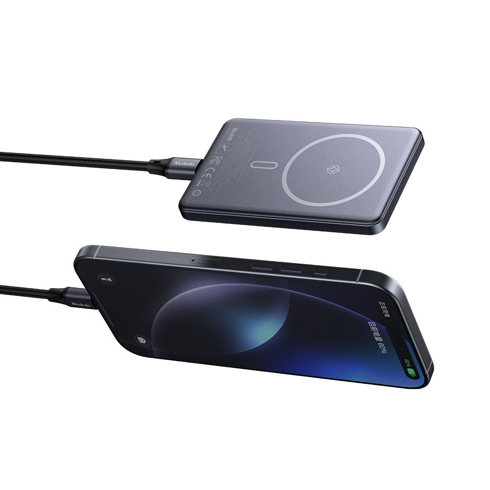 Extern trådlös batteri McDodo MC-4641 Meta, 5000mAh, 20W, PD + FQI, 1 x QI - 1 x USB-C, Svart