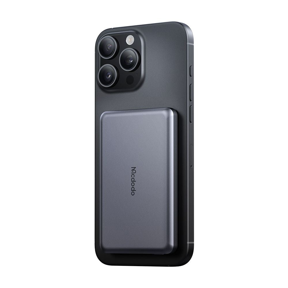 Extern trådlös batteri McDodo MC-4641 Meta, 5000mAh, 20W, PD + FQI, 1 x QI - 1 x USB-C, Svart