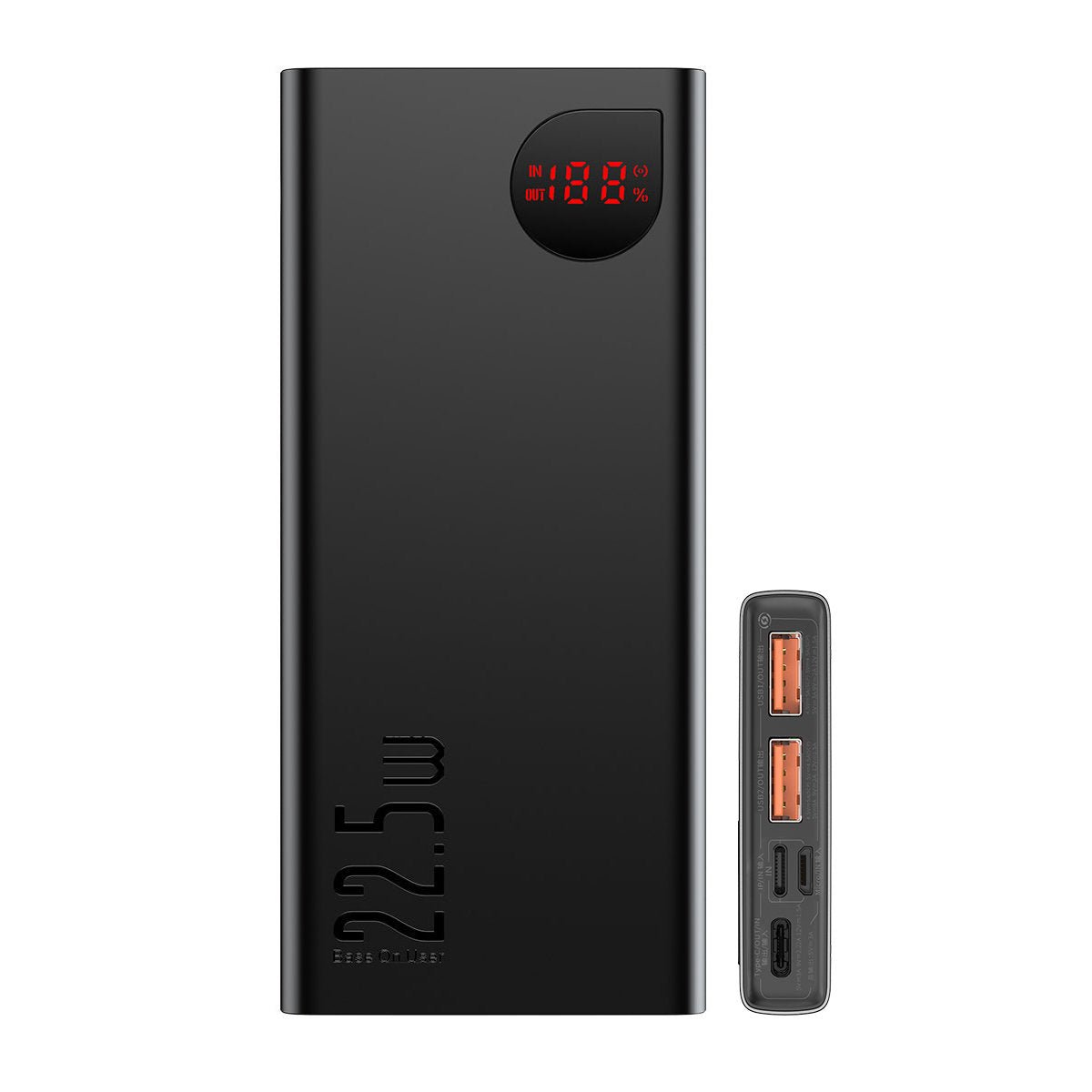 Extern batteri Baseus Adaman, 10000mAh, 22.5W, QC + PD, 1 x USB-C - 2 x USB-A, Svart PPAD070001