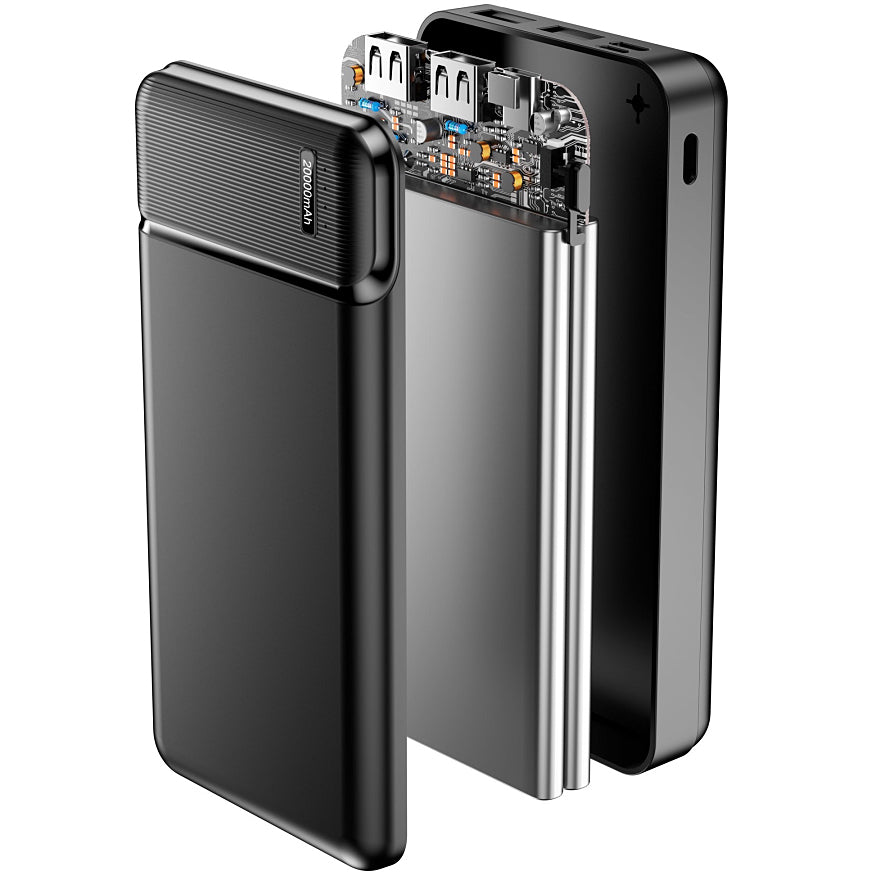 Extern batteri MaXlife MXPB-01, 20000mAh, 12W, 2 x USB-A, Svart